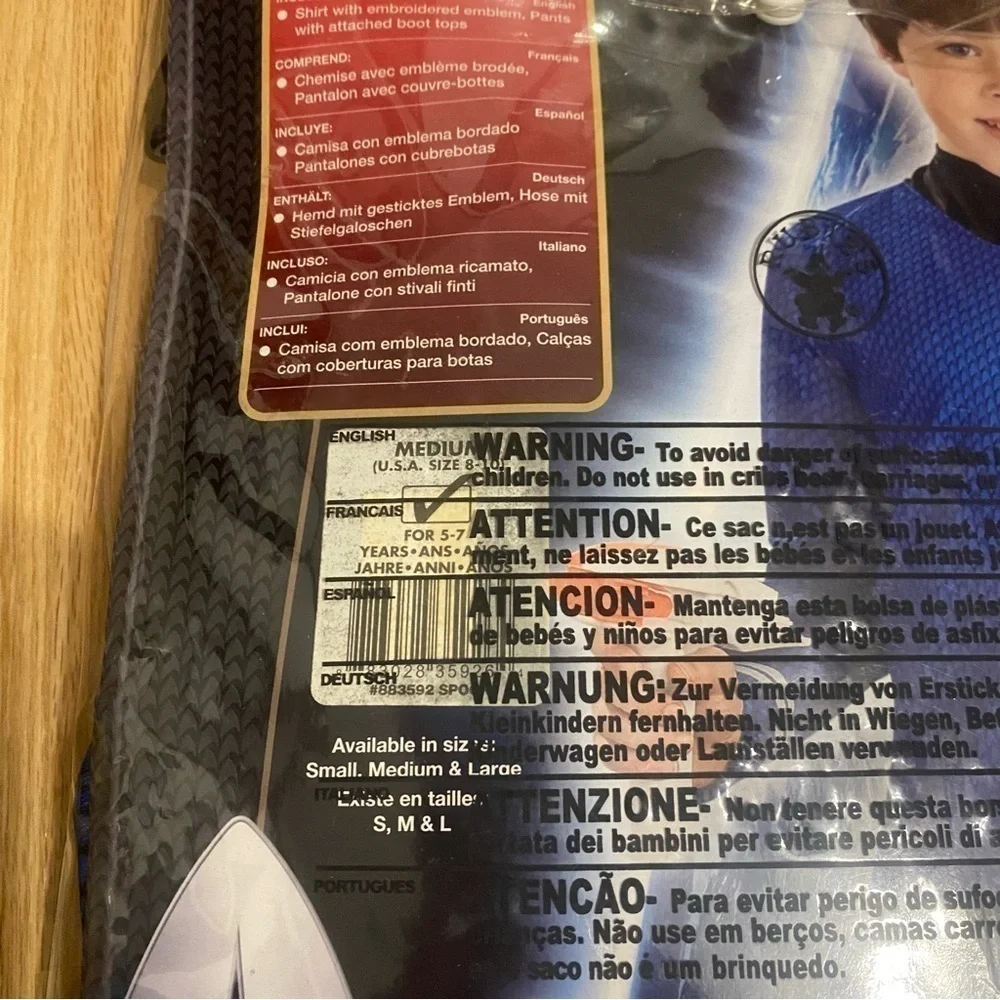 Spock Star Trek Costume Medium Kids Rubie’s Halloween Blue Black